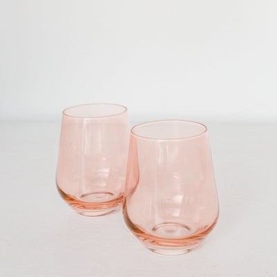 Estelle Colored Wine Stemless - Set of 2- Peach Fuzz {Our Coral Peach Pink}