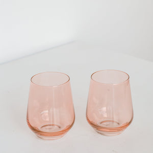 Estelle Colored Wine Stemless - Set of 2- Peach Fuzz {Our Coral Peach Pink}