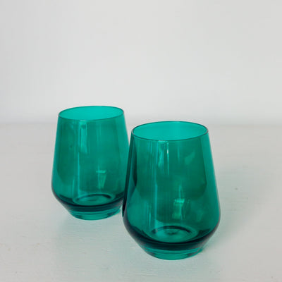 Estelle Colored Wine Stemless - Set of 6 {Emerald Green}