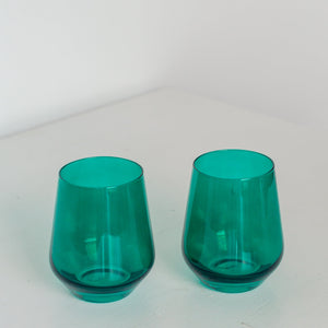 Estelle Colored Wine Stemless - Set of 6 {Emerald Green}