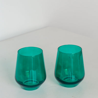 Estelle Colored Wine Stemless - Set of 6 {Emerald Green}
