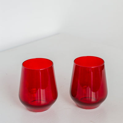 Estelle Colored Wine Stemless - Set of 2 {Red}