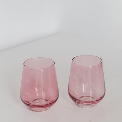 Estelle Colored Wine Stemless - Set of 2 {Rose}