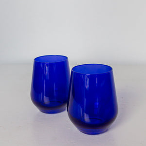 Estelle Colored Wine Stemless - Set of 2 {Royal Blue}
