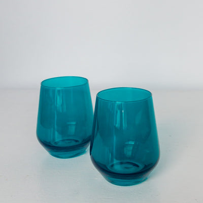 Estelle Colored Wine Stemless - Set of 6 {Teal}