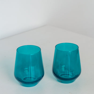 Estelle Colored Wine Stemless - Set of 6 {Teal}