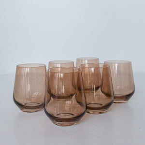 Estelle Colored Wine Stemless - Set of 6 {Mocha Mousse (Our Amber Smoke)}