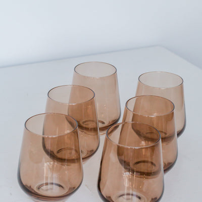 Estelle Colored Wine Stemless - Set of 6 {Mocha Mousse (Our Amber Smoke)}