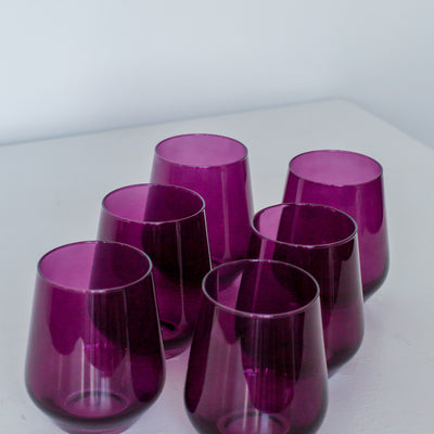 Estelle Colored Wine Stemless - Set of 6 {Amethyst}