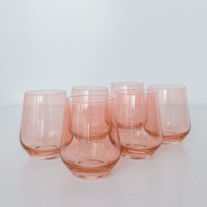 Estelle Colored Wine Stemless - Set of 6 {Blush Pink}
