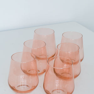 Estelle Colored Wine Stemless - Set of 6 {Blush Pink}