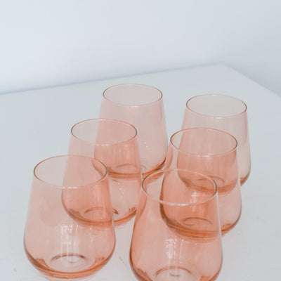 Estelle Colored Wine Stemless - Set of 6 {Blush Pink}