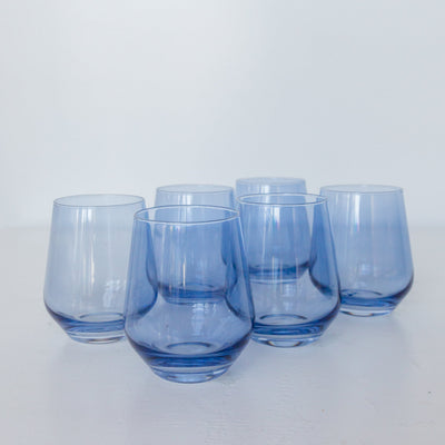 Estelle Colored Wine Stemless - Set of 6 {Cobalt Blue}