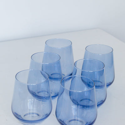 Estelle Colored Wine Stemless - Set of 6 {Cobalt Blue}
