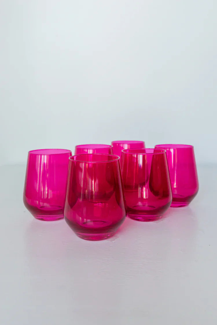 Estelle Colored Wine Stemless - Set of 6 {Viva Magenta (Our Fuchsia)}.