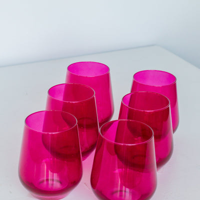 Estelle Colored Wine Stemless - Set of 6 {Viva Magenta (Our Fuchsia)}