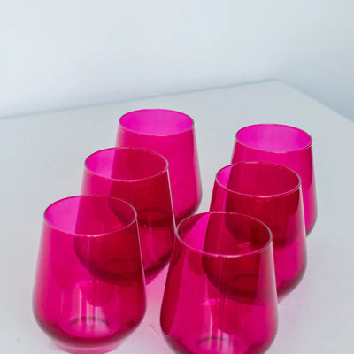 Estelle Colored Wine Stemless - Set of 6 {Viva Magenta (Our Fuchsia)}.