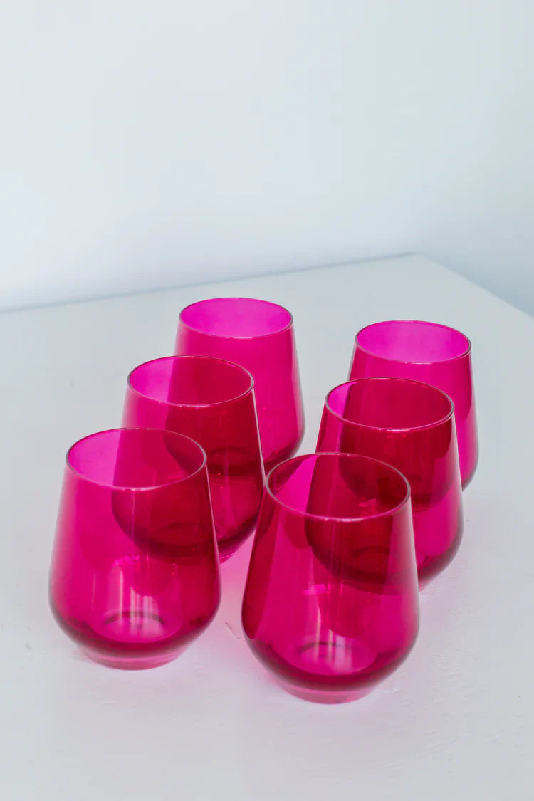 Estelle Colored Wine Stemless - Set of 6 {Viva Magenta (Our Fuchsia)}.