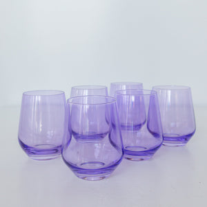 Estelle Colored Wine Stemless - Set of 6 {Lavender}