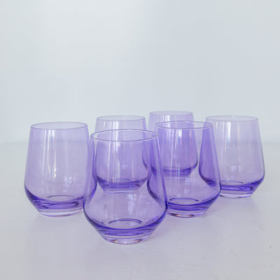 Estelle Colored Wine Stemless - Set of 6 {Lavender}