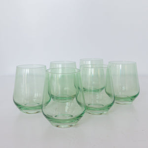 Estelle Colored Wine Stemless - Set of 6 {Mint Green}