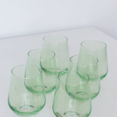 Estelle Colored Wine Stemless - Set of 6 {Mint Green}
