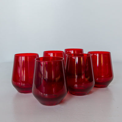 Estelle Colored Wine Stemless - Set of 6 {Red}