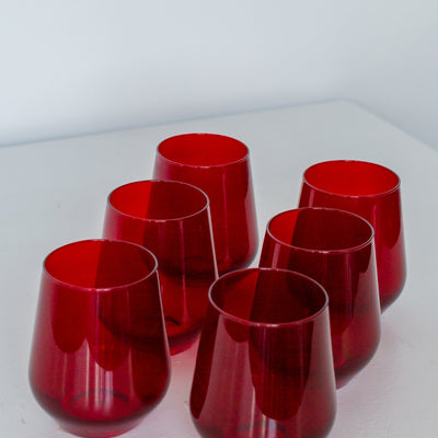 Estelle Colored Wine Stemless - Set of 6 {Red}