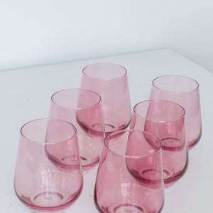 Estelle Colored Wine Stemless - Set of 6 {Rose}