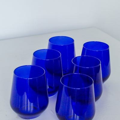 Estelle Colored Wine Stemless - Set of 6 {Royal Blue}