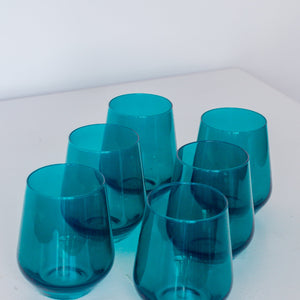 Estelle Colored Wine Stemless - Set of 6 {Teal}