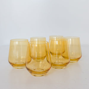 Estelle Colored Wine Stemless - Set of 6 {Yellow}