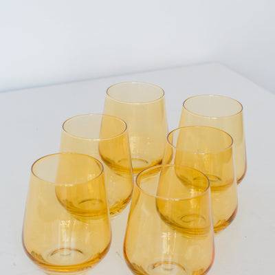 Estelle Colored Wine Stemless - Set of 6 {Yellow}