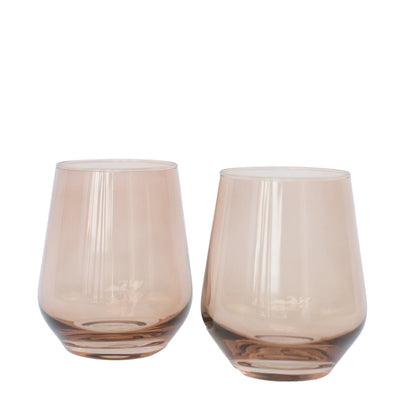 Estelle Colored Wine Stemless - Set of 2 {Mocha Mousse (Our Amber Smoke)}
