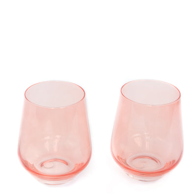 Estelle Colored Wine Stemless - Set of 2- Peach Fuzz {Our Coral Peach Pink}