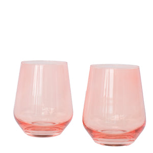 Estelle Colored Wine Stemless - Set of 2- Peach Fuzz {Our Coral Peach Pink}