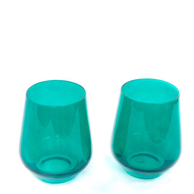 Estelle Colored Wine Stemless - Set of 6 {Emerald Green}