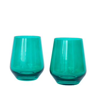 Estelle Colored Wine Stemless - Set of 2 {Emerald Green}