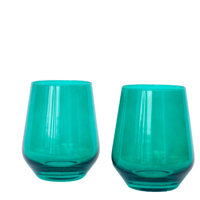 Estelle Colored Wine Stemless - Set of 6 {Emerald Green}
