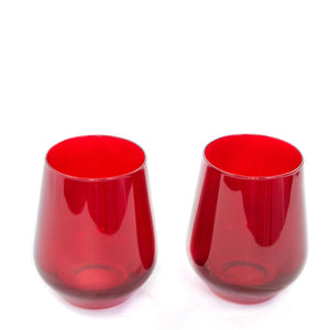 Estelle Colored Wine Stemless - Set of 2 {Red}