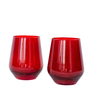 Estelle Colored Wine Stemless - Set of 2 {Red}