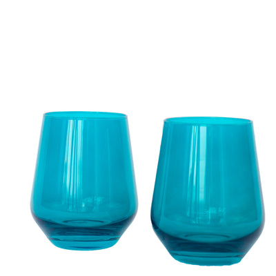 Estelle Colored Wine Stemless - Set of 2 {Teal}