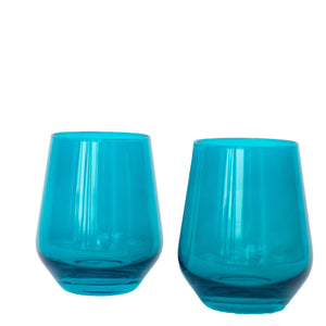 Estelle Colored Wine Stemless - Set of 6 {Teal}