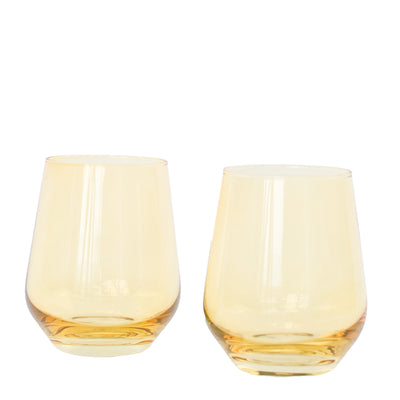 Estelle Colored Wine Stemless - Set of 2 {Yellow}