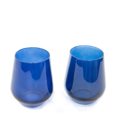Estelle Colored Wine Stemless - Set of 2 {Midnight Blue}