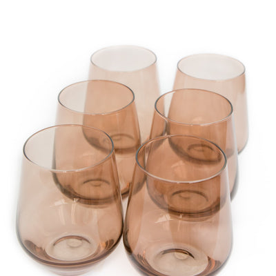 Estelle Colored Wine Stemless - Set of 6 {Mocha Mousse (Our Amber Smoke)}
