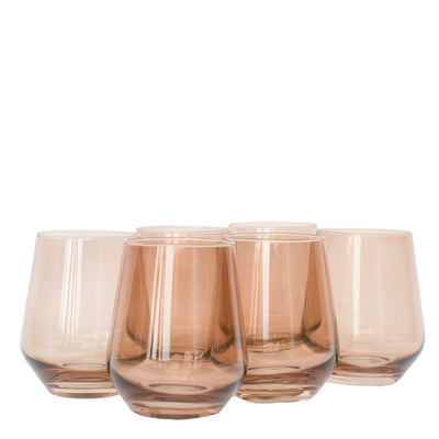 Estelle Colored Wine Stemless - Set of 6 {Mocha Mousse (Our Amber Smoke)}