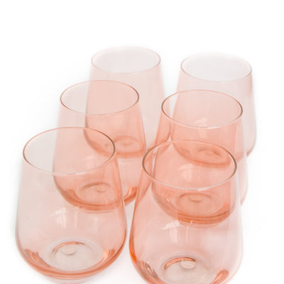 Estelle Colored Wine Stemless - Set of 6 {Blush Pink}