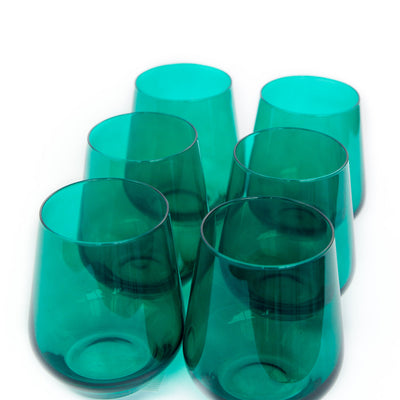 Estelle Colored Wine Stemless - Set of 6 {Emerald Green}