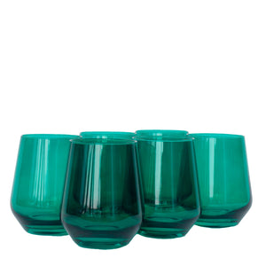 Estelle Colored Wine Stemless - Set of 6 {Emerald Green}
